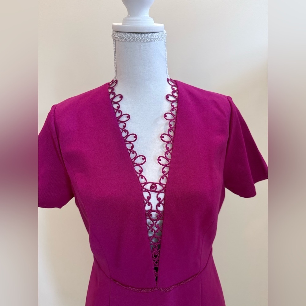 Elie Tahari Saylah Sheath Dress Size 6 Wedding Guest Quiet Luxury Preppy Fuscia - Picture 4 of 11